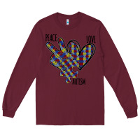 Burgundy Peace Love Autism Long Sleeve Tee - Bettercallsaul