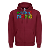Burgundy autism mama Zipper Hoodie - CowGirlArtShop