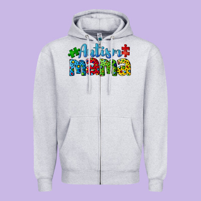 Autism Mama Zipper Hoodie Designed By Cowgirlartshop