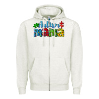 Oatmeal Heather autism mama Zipper Hoodie - CowGirlArtShop