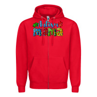 Red autism mama Zipper Hoodie - CowGirlArtShop