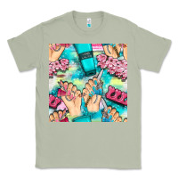 Matcha hand cream and nail tools with serape and glitter seamless pattern bbs Classic Tee - BundleAndBundleShop