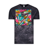 Cloud Black nail art tools and hand cream with serape and turquoise glitter seamle Vintage Tee - BundleAndBundleShop
