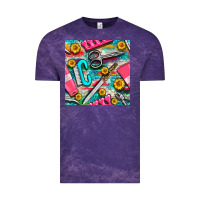 Cloud Purple nail art tools and hand cream with serape and turquoise glitter seamle Vintage Tee - BundleAndBundleShop