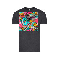 Vintage Black nail art tools and hand cream with serape and turquoise glitter seamle Vintage Tee - BundleAndBundleShop