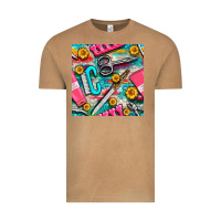 Vintage Camel nail art tools and hand cream with serape and turquoise glitter seamle Vintage Tee - BundleAndBundleShop