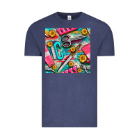 Nail Art Tools And Hand Cream With Serape And Turquoise Glitter Seamle Vintage Tee | Teevron