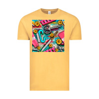 Vintage Mustard nail art tools and hand cream with serape and turquoise glitter seamle Vintage Tee - BundleAndBundleShop