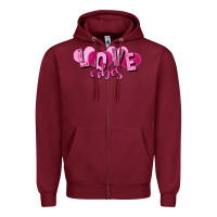 Burgundy Love vibes Valentine's Day Zipper Hoodie - HowdyJamesFarm