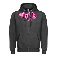 Charcoal Heather Love vibes Valentine's Day Zipper Hoodie - HowdyJamesFarm