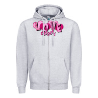Heather Grey Love vibes Valentine's Day Zipper Hoodie - HowdyJamesFarm