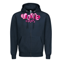 Navy Love vibes Valentine's Day Zipper Hoodie - HowdyJamesFarm