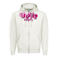 Oatmeal Heather Love vibes Valentine's Day Zipper Hoodie - HowdyJamesFarm