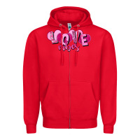 Red Love vibes Valentine's Day Zipper Hoodie - HowdyJamesFarm