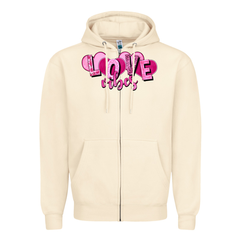 Love Vibes Valentine's Day Zipper Hoodie by HowdyJamesFarm | Teevron