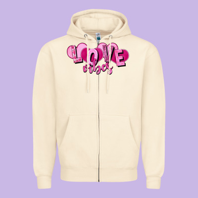 Love Vibes Valentine's Day Zipper Hoodie Designed By Howdyjamesfarm