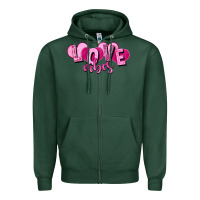 Sports Green Love vibes Valentine's Day Zipper Hoodie - HowdyJamesFarm