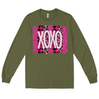 Army Green Love Xoxo Brushstrokes Valentines Long Sleeve Tee - Bettercallsaul