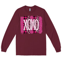 Burgundy Love Xoxo Brushstrokes Valentines Long Sleeve Tee - Bettercallsaul