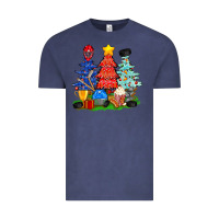 Vintage Denim Christmas With Ice Hockey Trees Vintage Tee - BundleAndBundleShop