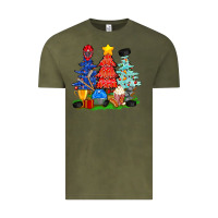 Vintage Olive Christmas With Ice Hockey Trees Vintage Tee - BundleAndBundleShop