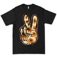 Black Floral Gold Peace Sign Premium Tee - Jasminsmagicworld
