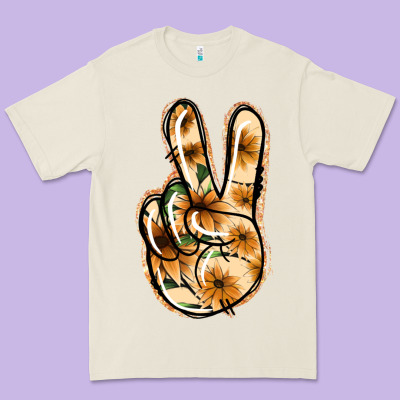 Floral Gold Peace Sign Premium Tee Designed By Jasminsmagicworld