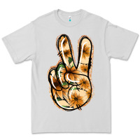 Dove Grey Floral Gold Peace Sign Premium Tee - Jasminsmagicworld