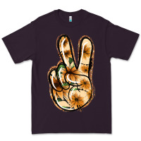 Plum Floral Gold Peace Sign Premium Tee - Jasminsmagicworld