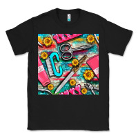 Black nail art tools and hand cream with serape and turquoise glitter seamle Classic Tee - BundleAndBundleShop