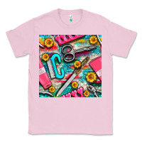Bubblegum Pink nail art tools and hand cream with serape and turquoise glitter seamle Classic Tee - BundleAndBundleShop