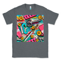 Charcoal Heather nail art tools and hand cream with serape and turquoise glitter seamle Classic Tee - BundleAndBundleShop