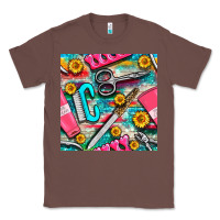 Chestnut nail art tools and hand cream with serape and turquoise glitter seamle Classic Tee - BundleAndBundleShop
