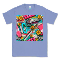 Colony Blue nail art tools and hand cream with serape and turquoise glitter seamle Classic Tee - BundleAndBundleShop