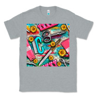 Heather Grey nail art tools and hand cream with serape and turquoise glitter seamle Classic Tee - BundleAndBundleShop