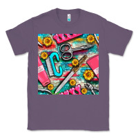 Lavender nail art tools and hand cream with serape and turquoise glitter seamle Classic Tee - BundleAndBundleShop