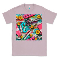 Lilac nail art tools and hand cream with serape and turquoise glitter seamle Classic Tee - BundleAndBundleShop