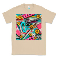 Mushroom nail art tools and hand cream with serape and turquoise glitter seamle Classic Tee - BundleAndBundleShop