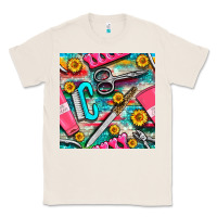 Natural nail art tools and hand cream with serape and turquoise glitter seamle Classic Tee - BundleAndBundleShop