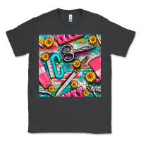 Smoke nail art tools and hand cream with serape and turquoise glitter seamle Classic Tee - BundleAndBundleShop