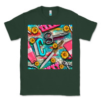 Sports Green nail art tools and hand cream with serape and turquoise glitter seamle Classic Tee - BundleAndBundleShop