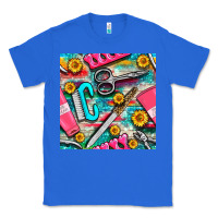 True Royal nail art tools and hand cream with serape and turquoise glitter seamle Classic Tee - BundleAndBundleShop