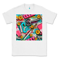 White nail art tools and hand cream with serape and turquoise glitter seamle Classic Tee - BundleAndBundleShop