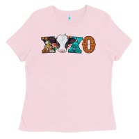 Bubblegum Pink xoxo valentines day baby cow Ladies Tee - Jasminsmagicworld