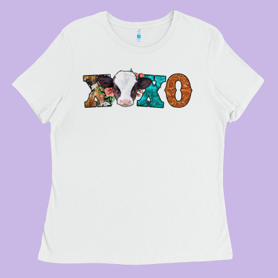 Xoxo Valentines Day Baby Cow Ladies Tee Designed By Jasminsmagicworld