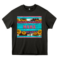 Asphalt cowhide leopard sunflowers mama Heavy Core Tee - BarkalooDesign