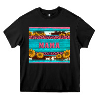 Black cowhide leopard sunflowers mama Heavy Core Tee - BarkalooDesign