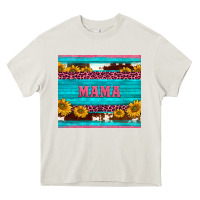 Cream cowhide leopard sunflowers mama Heavy Core Tee - BarkalooDesign