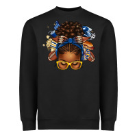 Black blue and gold american football afro messy bun Heavyweight Sweatshirt - texasbilliewilder