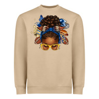 Mushroom blue and gold american football afro messy bun Heavyweight Sweatshirt - texasbilliewilder